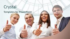  Presentation with successful - Amazing PPT layouts having portrait of four successful business backdrop and a sky blue colored foreground