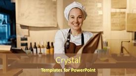  Presentation with eco - Presentation consisting of portrait-of-friendly-smiling-bakery background and a tawny brown colored foreground