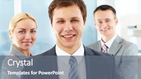  Presentation with friendly - Audience pleasing PPT theme consisting of portrait of friendly three business backdrop and a  colored foreground