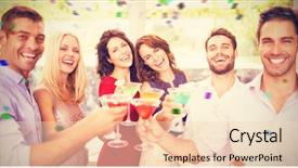  Presentation with cocktail - Beautiful presentation theme featuring portrait of friends having cocktail backdrop and a lemonade colored foreground