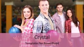  Presentation with jazz club - Beautiful theme featuring portrait of friends in bowling backdrop and a coral colored foreground