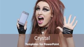  Presentation with funky - Slide deck with portrait-of-funky-young-woman background and a tawny brown colored foreground