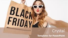  Presentation with paper bag - Amazing presentation theme having portrait-of-funny-blonde-woman backdrop and a coral colored foreground