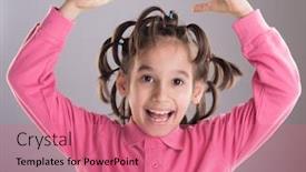  Presentation with awesome - Cool new slide deck with portrait of funny cute little boy with awesome hairdo backdrop and a coral colored foreground