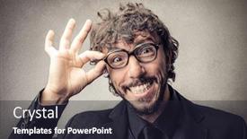  Presentation with glasses - Slide set featuring portrait-of-funny-man background and a wine colored foreground