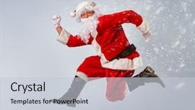  Presentation with santa - Slides featuring portrait of funny santa claus background and a lemonade colored foreground