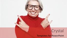  Presentation with roll - Slide set with portrait-of-funny-senior-gray background and a red colored foreground