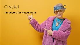  Presentation with funny - Audience pleasing theme consisting of portrait-of-funny-senior-woman backdrop and a yellow colored foreground