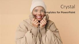  Presentation with winter - Theme with portrait-of-funny-young-woman background and a lemonade colored foreground