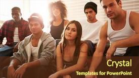  Presentation with gang crime - Colorful presentation theme enhanced with portrait of gang members sitting backdrop and a tawny brown colored foreground