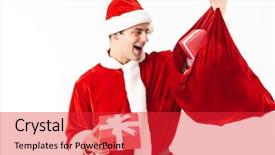  Presentation with red and white festive - Beautiful presentation theme featuring portrait of generous man 30s backdrop and a red colored foreground