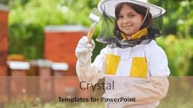  Presentation with garden - Presentation theme enhanced with portrait-of-girl-examining-hive and a coral colored foreground