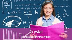  Presentation with book - Cool new slides with portrait of girl holding pink backdrop and a purple colored foreground