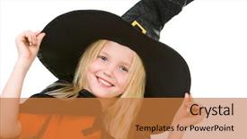  Presentation with barbie girl - Beautiful presentation theme featuring portrait of girl in witch backdrop and a gold colored foreground