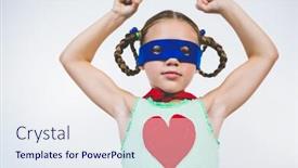  Presentation with superhero - Slides enhanced with portrait of girl pretending to be a superhero background and a sky blue colored foreground