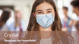  Presentation with college campus - Cool new PPT theme with portrait-of-girl-wearing backdrop and a coral colored foreground