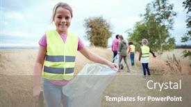  Presentation with leaders - Presentation design enhanced with portrait-of-girl-with-adult background and a gray colored foreground