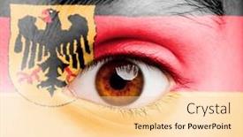  Presentation with german - Slide deck with portrait-of-girl-with-german background and a  colored foreground