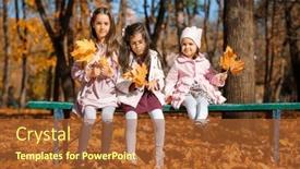  Presentation with children talking - PPT theme enhanced with portrait-of-girls background and a red colored foreground