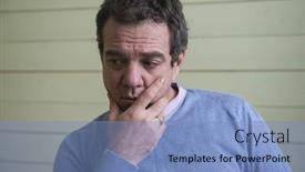  Presentation with gloomy - Slide deck consisting of portrait-of-gloomy-men and a teal colored foreground