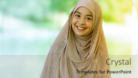  Presentation with islamic muslim - PPT layouts featuring portrait-of-good-looking-happy background and a coral colored foreground