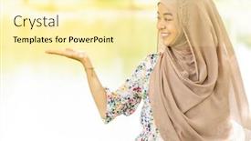  Presentation with islamic muslim - Cool new theme with portrait-of-good-looking-happy backdrop and a blonde colored foreground