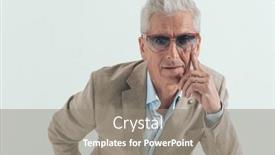  Presentation with 60s - PPT theme with portrait-of-good-looking-man background and a gray colored foreground
