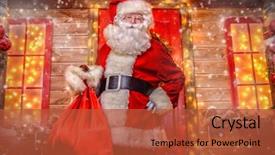  Presentation with old house - PPT theme consisting of portrait of good old santa background and a red colored foreground