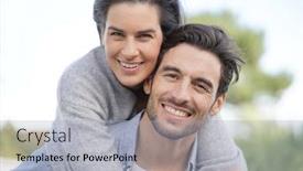  Presentation with couple nature retreat - Slide deck featuring portrait of gorgeous couple outdoors piggybacking background and a light gray colored foreground