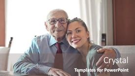  Presentation with grandfather - Beautiful presentation featuring portrait-of-grandfather-and-granddaughter backdrop and a gray colored foreground