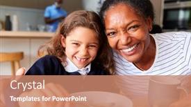  Presentation with grandparents - Slide set consisting of portrait-of-grandparents-in-kitchen background and a coral colored foreground