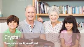 Presentation with album - Cool new PPT theme with portrait of grandparents showing album backdrop and a  colored foreground
