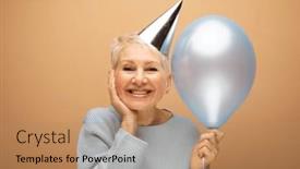 Presentation with wrinkles gray hair - Presentation theme with portrait-of-gray-haired-lady background and a coral colored foreground