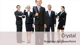  Presentation with business success - PPT layouts having portrait of group of business background and a lemonade colored foreground