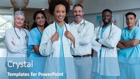  Presentation with healthcare - Cool new theme with portrait-of-group-of-diverse backdrop and a teal colored foreground
