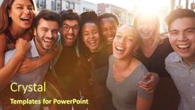  Presentation with multi cultural - Cool new slides with portrait-of-group-of-multi backdrop and a tawny brown colored foreground