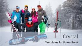  Presentation with teenagers - Amazing presentation having portrait of group of teenagers friends have a good time in winter backdrop and a light blue colored foreground
