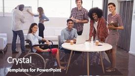  Presentation with handicap - Theme consisting of portrait of handicap female executive background and a tawny brown colored foreground