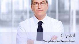  Presentation with 3d man business leader - Slide deck with portrait of handsome business man background and a light blue colored foreground