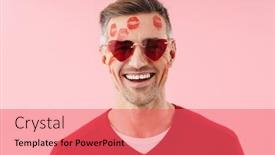  Presentation with kiss - Audience pleasing presentation theme consisting of portrait-of-handsome-caucasian-man backdrop and a coral colored foreground