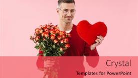  Presentation with heart flowers - Presentation featuring portrait-of-handsome-caucasian-man background and a red colored foreground
