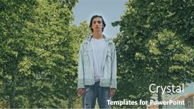  Presentation with confident - Slide deck with portrait-of-handsome-confident-young background and a tawny brown colored foreground