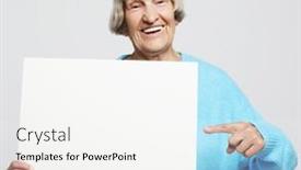  Presentation with light blue - Slides with portrait-of-handsome-expressive-grandmother background and a white colored foreground