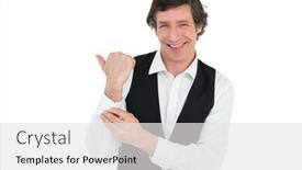  Presentation with white wedding - Beautiful theme featuring portrait of handsome groom getting ready for wedding on white background backdrop and a white colored foreground