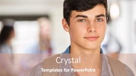  Presentation with college campus - PPT theme featuring portrait-of-handsome-high-school background and a coral colored foreground