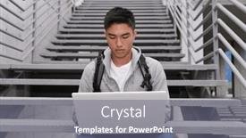  Presentation with student - Theme with portrait-of-handsome-male-student background and a gray colored foreground