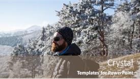  Presentation with social distancing - Colorful slide set enhanced with portrait-of-handsome-man-trekking backdrop and a coral colored foreground