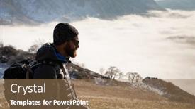  Presentation with social distancing - Slide deck having portrait-of-handsome-man-trekking background and a coral colored foreground