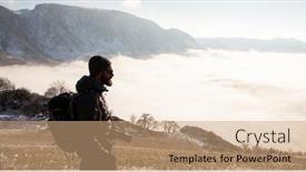  Presentation with social distancing - Audience pleasing PPT theme consisting of portrait-of-handsome-man-trekking backdrop and a coral colored foreground
