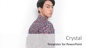  Presentation with long sleeve - Slide set with portrait-of-handsome-man-wearing background and a white colored foreground